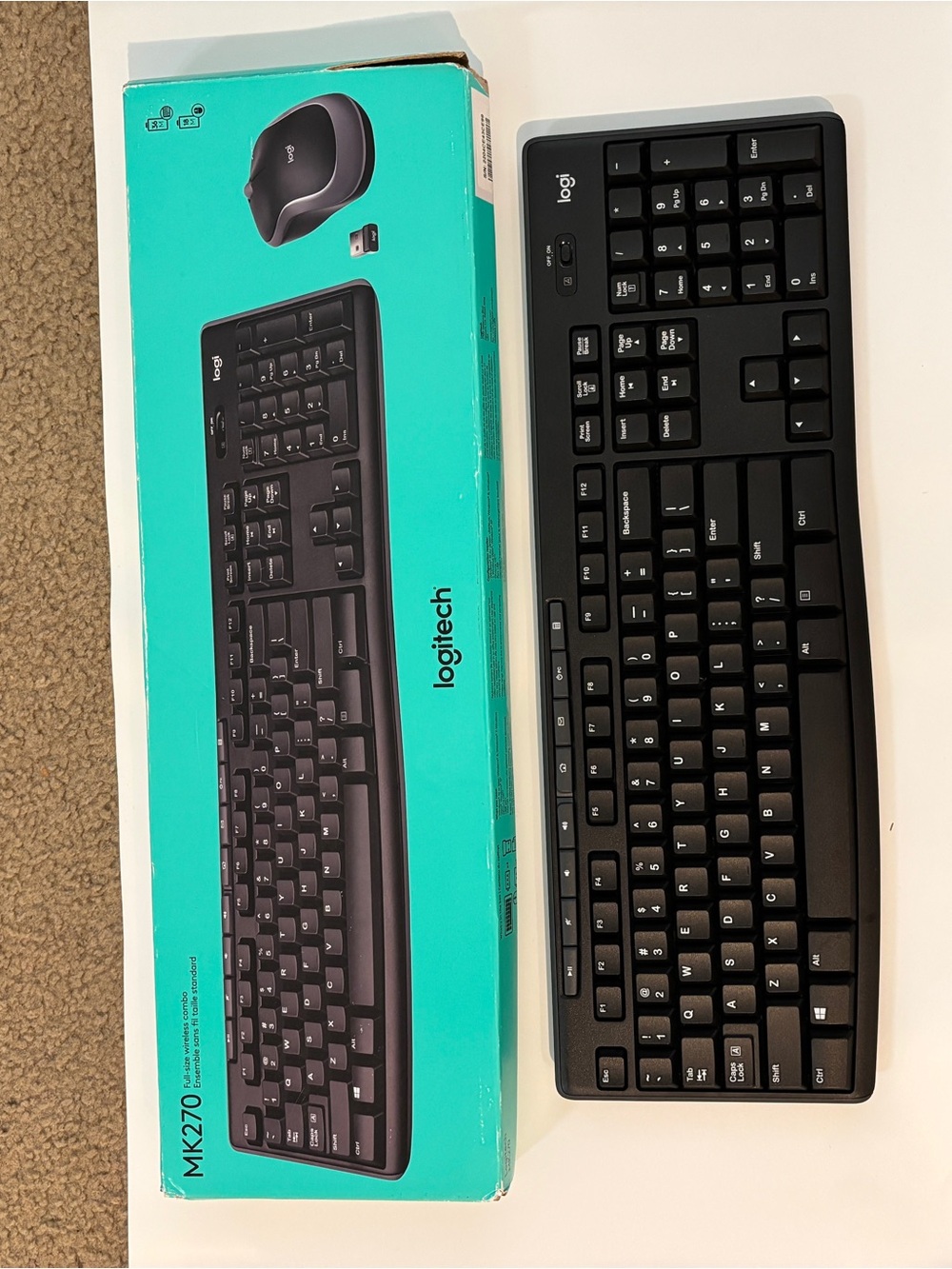 Logitech MK270 Wireless Keyboard Full Size Black USB Receiver NO MOUSE